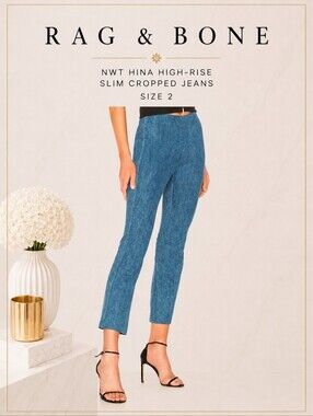 NWT $345 Rag & Bone Hina High-Rise Slim Cropped Jeans in size 2